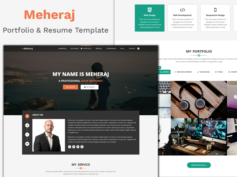 Meheraj Lite – Free Personal Portfolio HTML5 / Bootstrap Template for 2021